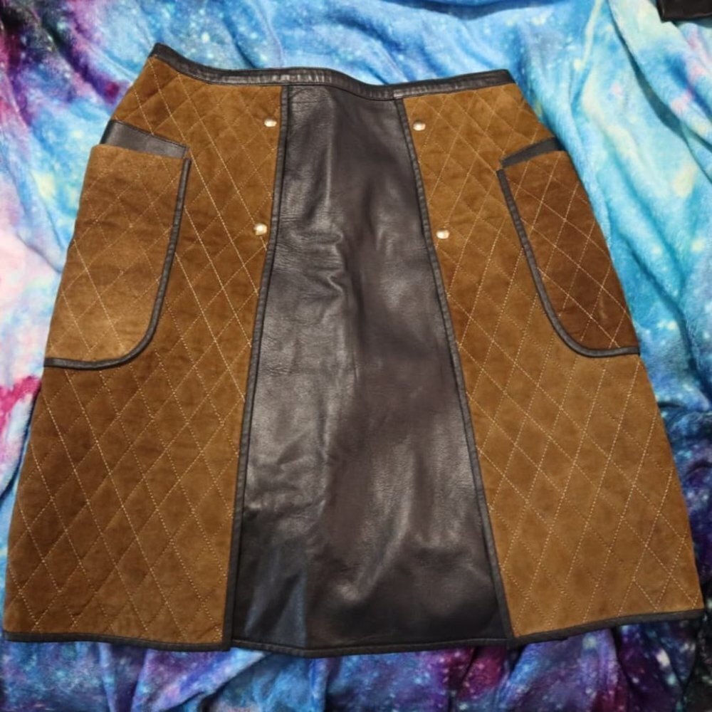 RUNWAY FW2012 Sz 4 Tommy Hilfiger Quilted Leather Skirt Two-Tone Leather Autumn - Picture 13 of 16